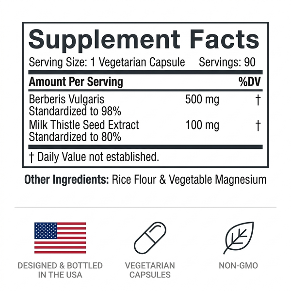 Berberine 500mg hcl Complex with Silymarin